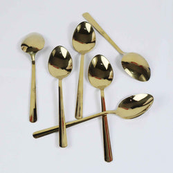 18 Pieces Set of Golden Stainless Steel Spoons - 14 Gauged - Skcookware