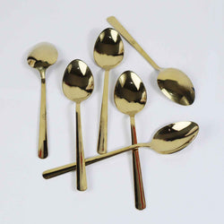18 Pieces Set of Golden Stainless Steel Spoons - 14 Gauged - Skcookware
