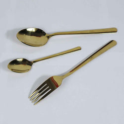 18 Pieces Set of Golden Stainless Steel Spoons - 14 Gauged - Skcookware