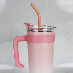 Insulated Stainless Steel Tumbler with Handle & Straw - B1