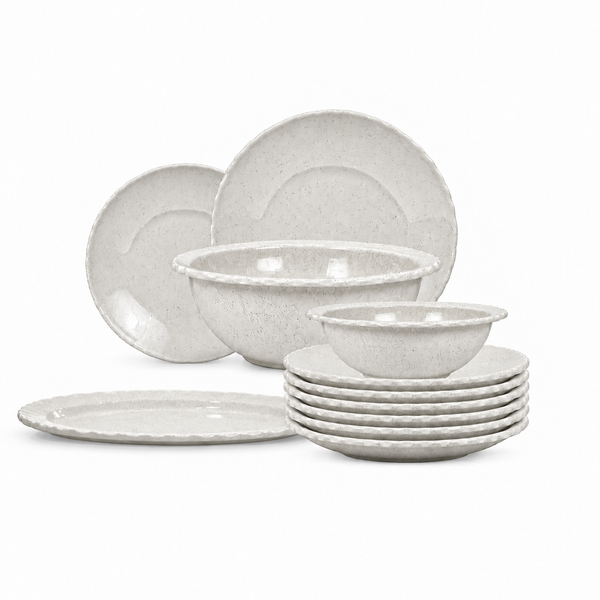 19 Pieces Melamine Single Glaze - Sandstone Dinnerware Set [6 Person Serving]