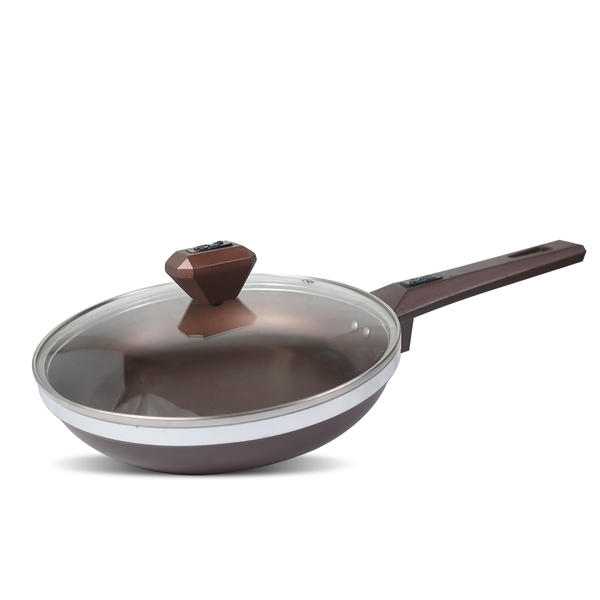 26cm Non Stick Daffodil Frypan with Glass Lid - Chocolate