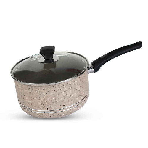 Cream Marble Coated Non Stick Saucepan - Skcookware