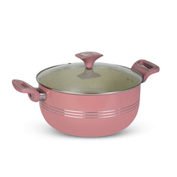 10 Pieces Non Stick Marble Coated Innovant Casserole (Daigchi/Baigona) Set - Pink