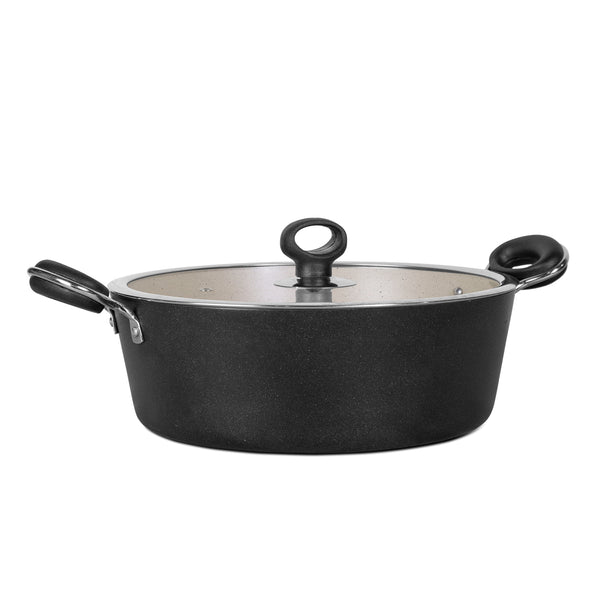 28cm Non Stick Marble Coated Signature Wok (Karahi) - Black&White