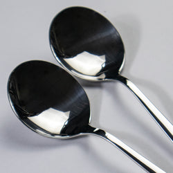 Set of 2 -  Stainless Steel Donga/Curry/Salan Serving Spoons - 14 Gauged (Plain)