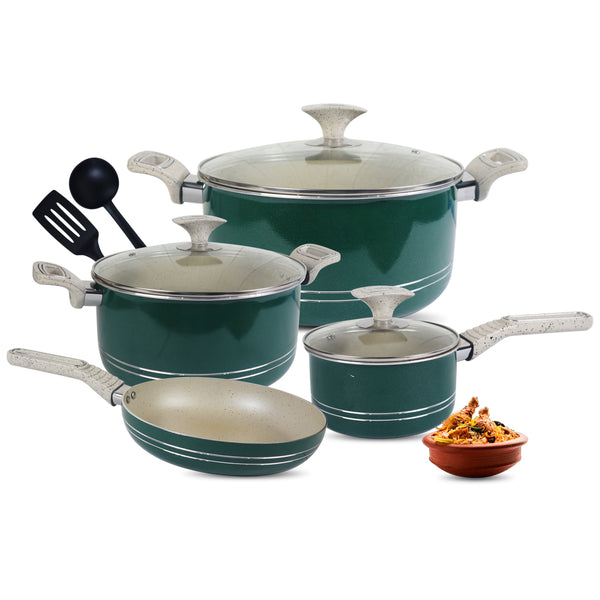 8 Pieces Victoria Non Stick Marble Coated Gift Set [6 Free Table Forks Gift]