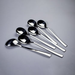 6 Pieces Stainless Steel Soup Spoons Set - 14 Gauged (Plain)