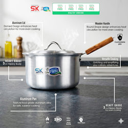 Leftover Heavy Gauged Aluminum Metal Finish Sauce Pan