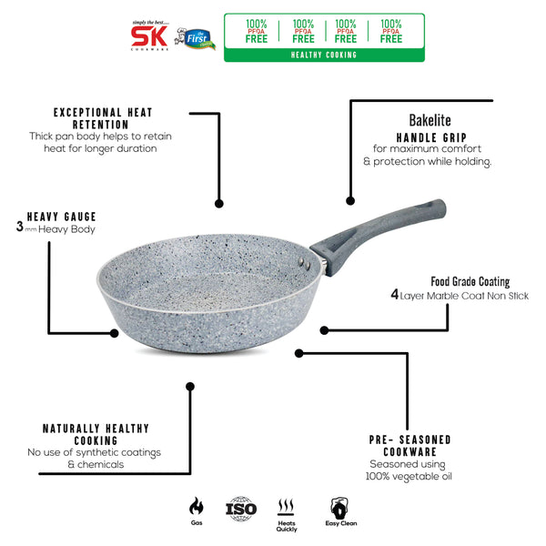 24cm Non Stick Marble Coated Signature Frypan - Grey