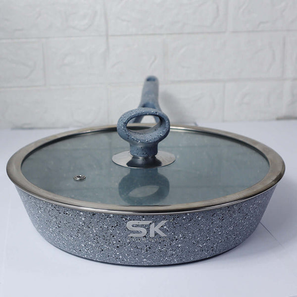 24cm Non Stick Marble Coated Signature Frypan with Glass Lid - Gray