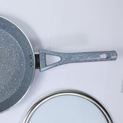 24cm Non Stick Marble Coated Signature Frypan with Glass Lid - Gray