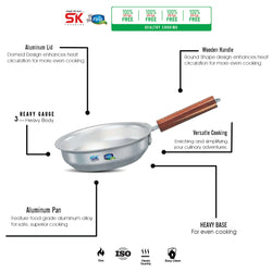 Aluminum Anodize Fry Pan Smooth Wooden Handle
