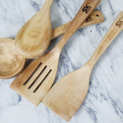 5 Piece Smart Wooden Cooking Utensils Set of Spoons for Non-Stick Cookware