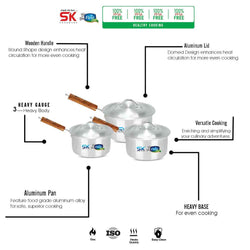 Aluminum Heavy Gauged Sauce Pan Set - Skcookware