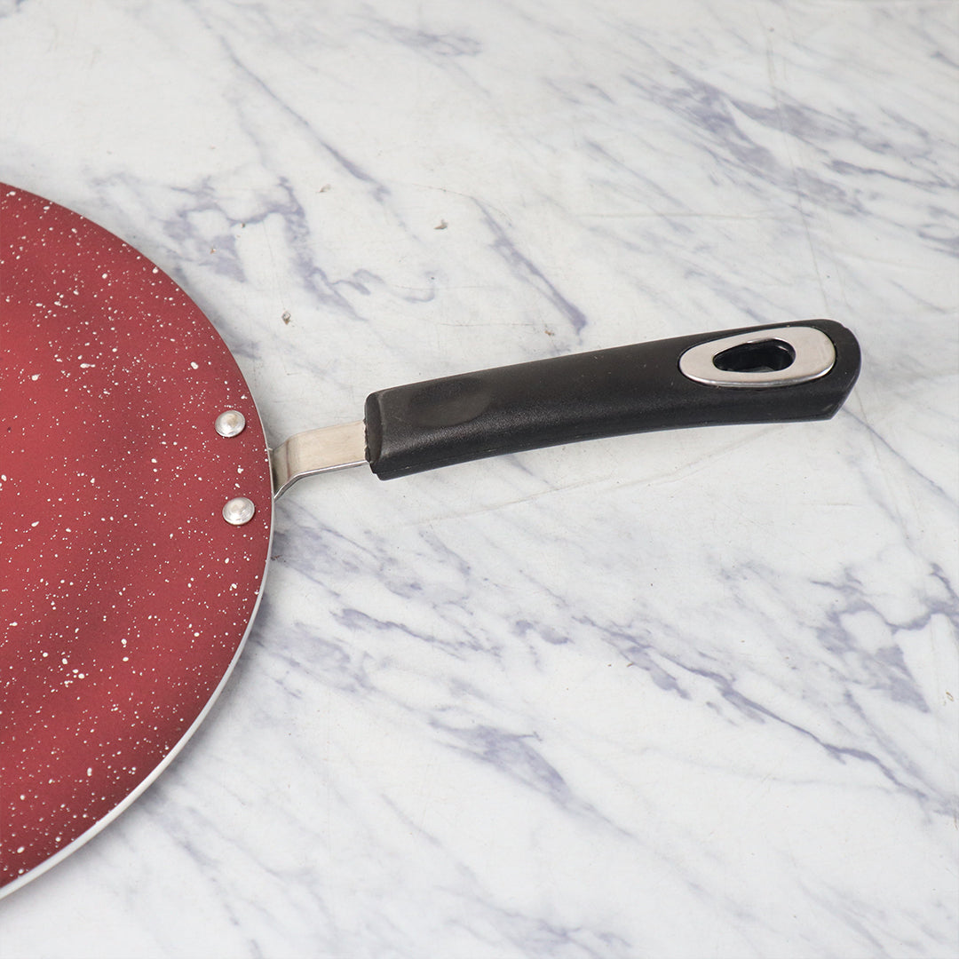30cm Marble Coated Classic 6G Tawa/ Griddle/ Paratha Pan - Maroon
