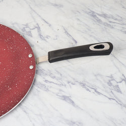30cm Marble Coated Classic 6G Tawa/ Griddle/ Paratha Pan - Maroon