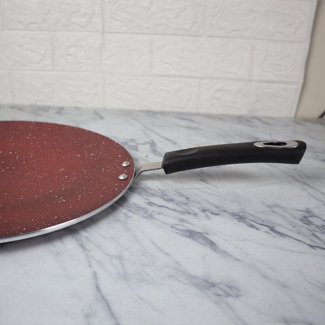 30cm Marble Coated Classic 6G Tawa/ Griddle/ Paratha Pan - Maroon