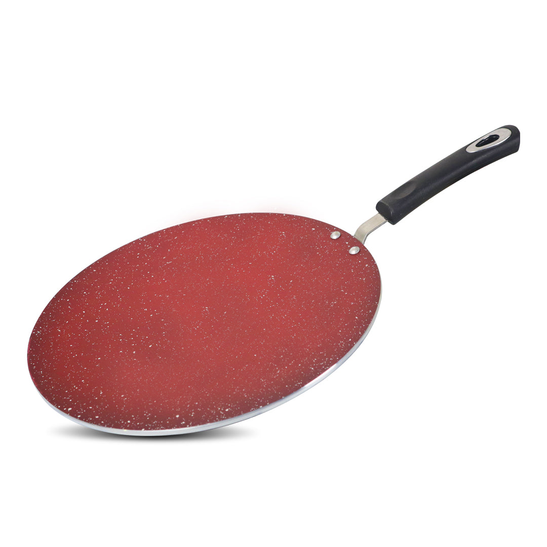 30cm Marble Coated Classic 6G Tawa/ Griddle/ Paratha Pan - Maroon