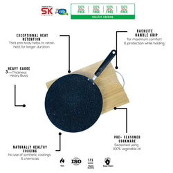 Non Stick Marble Coated Tawa - Black - Skcookware