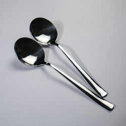 Set of 2 -  Stainless Steel Donga/Curry/Salan Serving Spoons - 14 Gauged (Plain)