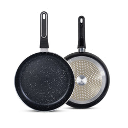 28cm Non Stick Marble Coated Induction Based Royal Frying Pan - Black