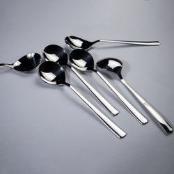 6 Pieces Stainless Steel Soup Spoons Set - 14 Gauged (Plain)