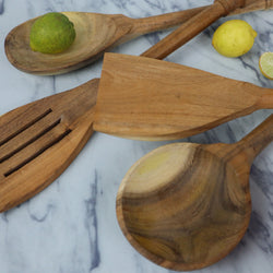 4 Piece Fancy Wooden Cooking Utensils Set of Spoons for Non-Stick Cookware