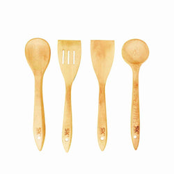 4 Piece Oval Wooden Cooking Utensils Set of Spoons - Skcookware