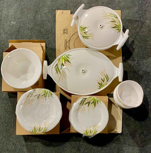 57 Pieces Melamine Double Glaze Dinnerware Set - Nukhba 01 [6 Person Serving] - Skcookware