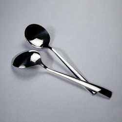 Set of 2 -  Stainless Steel Donga/Curry/Salan Serving Spoons - 14 Gauged (Plain)