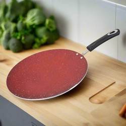 30cm Marble Coated Classic 6G Tawa/ Griddle/ Paratha Pan - Maroon