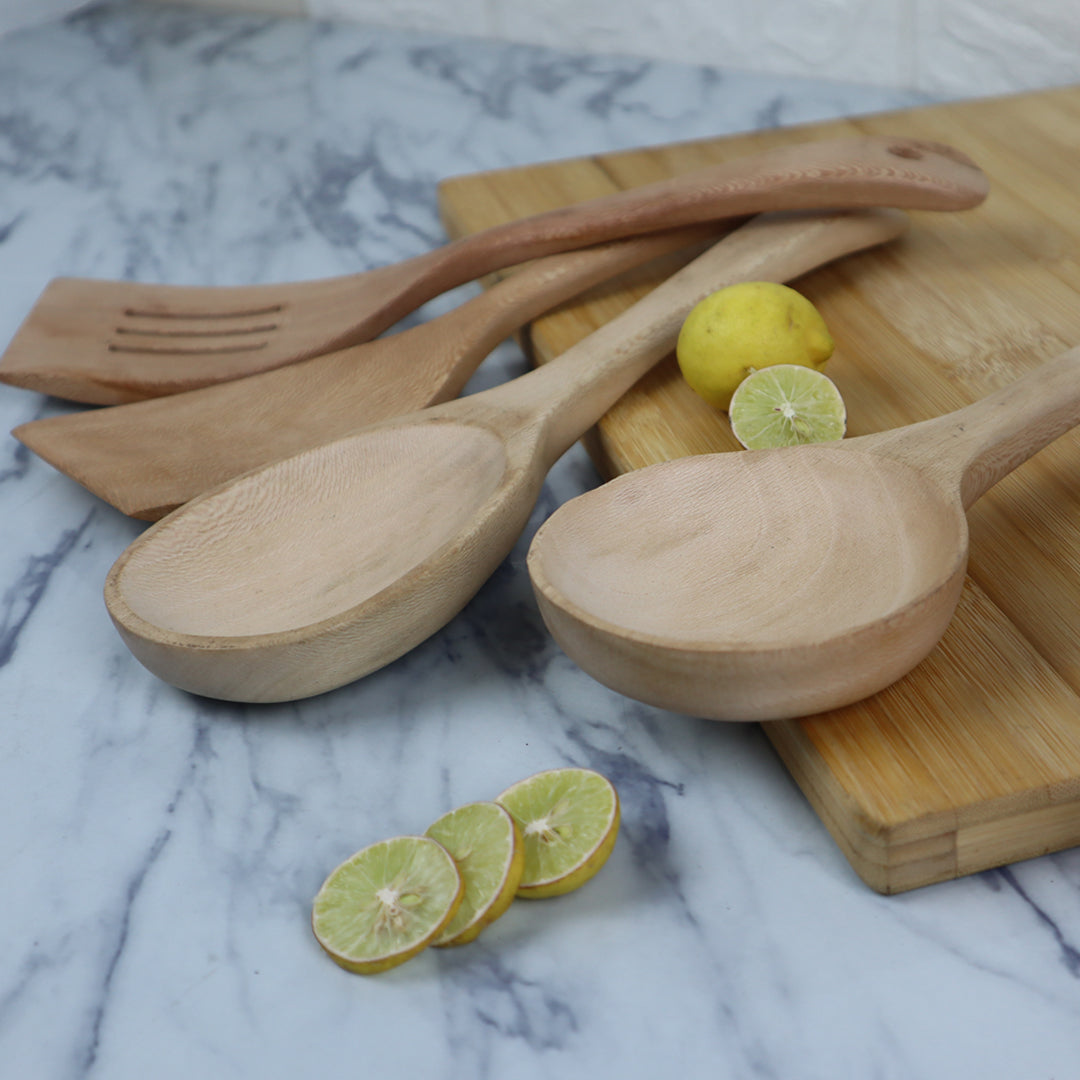 4 Piece Smart Wooden Cooking Utensils Set of Spoons for Non-Stick Cookware