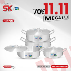 8 Pieces Aluminum Fish Pot Set 4/7