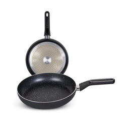 28cm Non Stick Marble Coated Induction Based Royal Frying Pan - Black