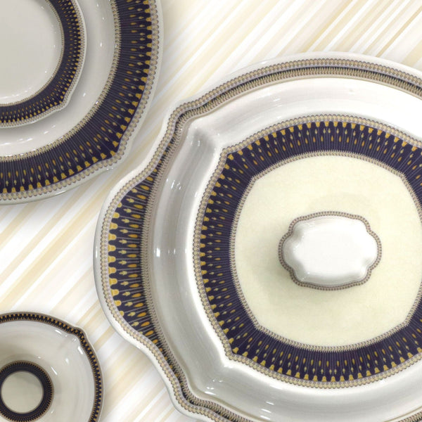 64 Pieces Melamine Double Glaze Crystal Dinnerware Set - Black
