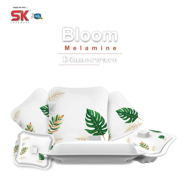 64 Pieces Melamine Single Glaze Bloom Dinnerware Set - 03