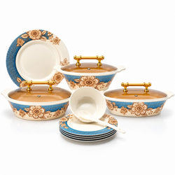 69 Pieces Aroma Melamine Dinnerware Set with Glass Top – Service for 8