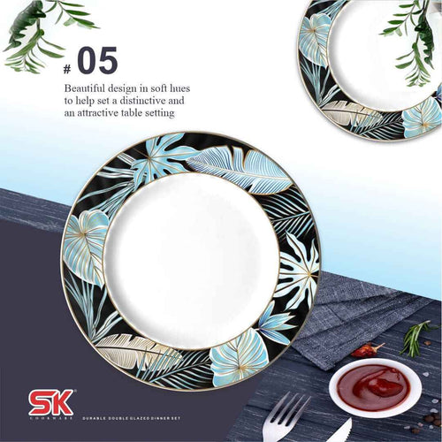 69 Pieces Melamine Double Glaze Dinnerware Set - Nukhba 05  [8 Person Serving] - Skcookware