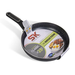 28cm Non Stick Marble Coated Induction Based Royal Frying Pan - Black