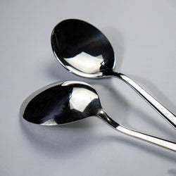 Set of 2 -  Stainless Steel Donga/Curry/Salan Serving Spoons - 14 Gauged (Plain)