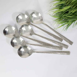 6 Pieces Stainless Steel Soup Spoons Set - 14 Gauged - Skcookware