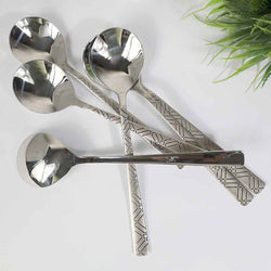 6 Pieces Stainless Steel Soup Spoons Set - 14 Gauged - Skcookware