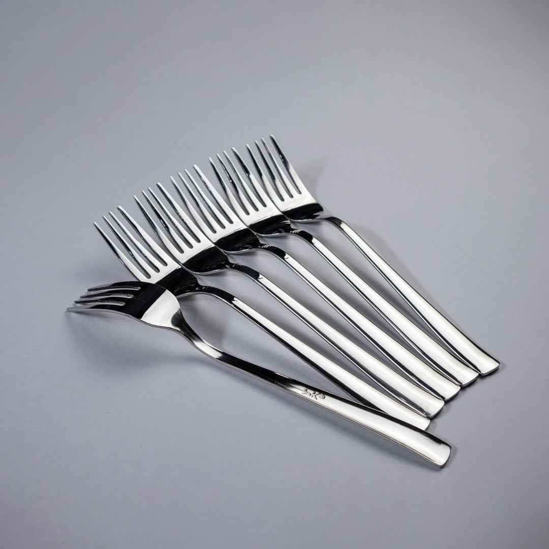 Line Table Fork 6 Pieces Stainless Steel Table Forks Set - 14 Gauged (Plain) - Skcookware