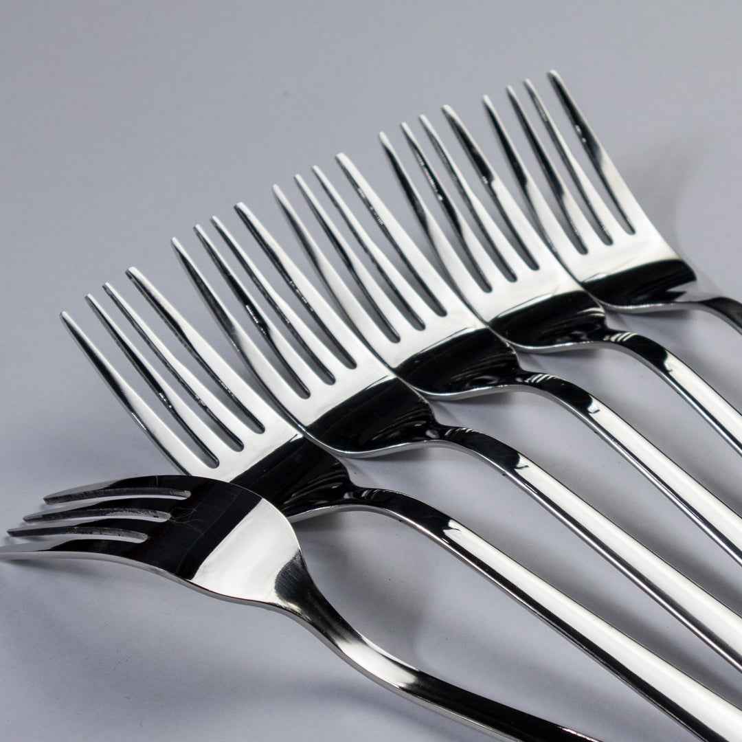 Line Table Fork 6 Pieces Stainless Steel Table Forks Set - 14 Gauged (Plain) - Skcookware