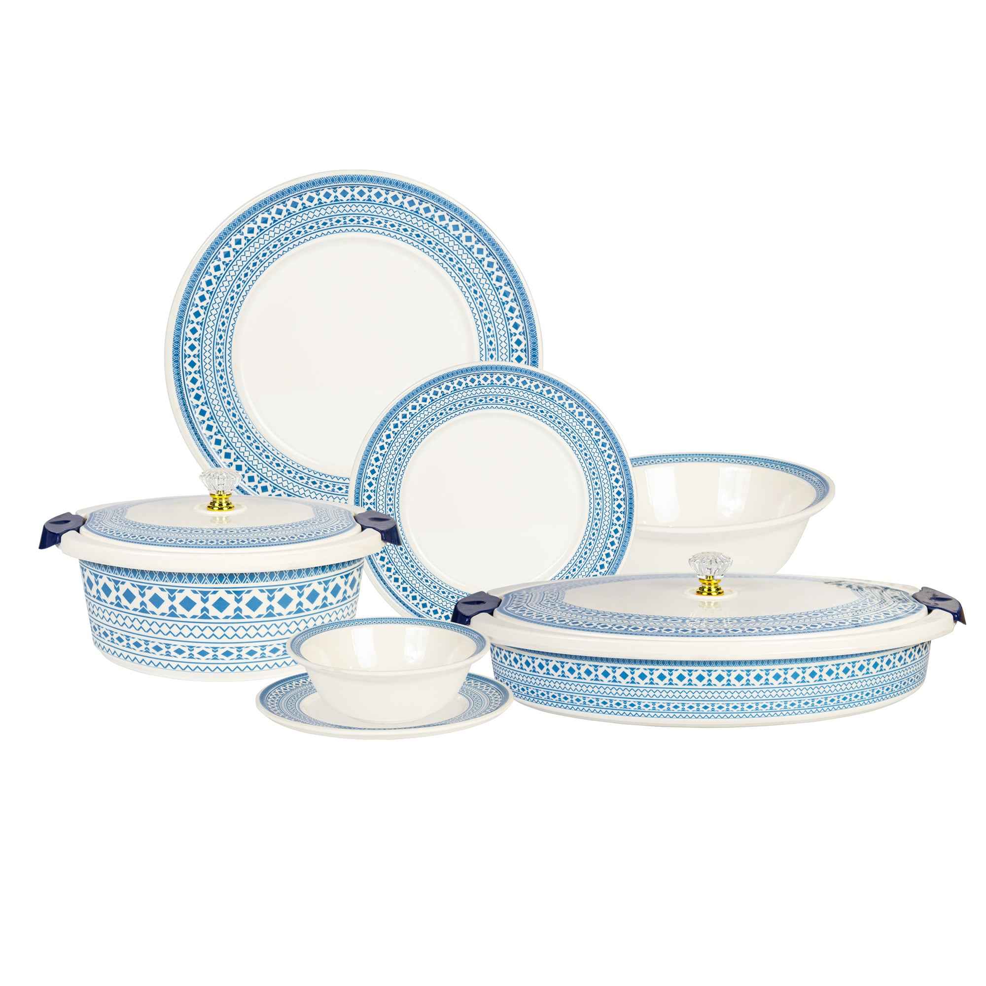 74 Pieces Double Glaze Melamine Glorious Dinnerware Set [8 Person Serving]