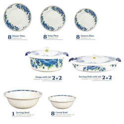 74 Pieces Double Glaze Melamine Glorious Dinnerware Set [8 Person Serving]