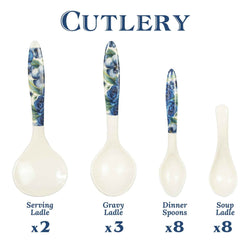 74 Pieces Double Glaze Melamine Glorious Dinnerware Set [8 Person Serving]