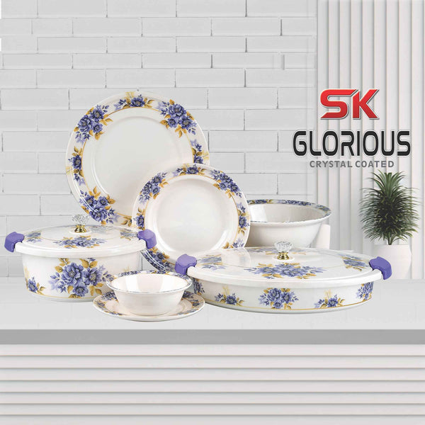 74 Pieces Double Glaze Melamine Glorious Dinnerware Set [8 Person Serving] - G-06 - Skcookware