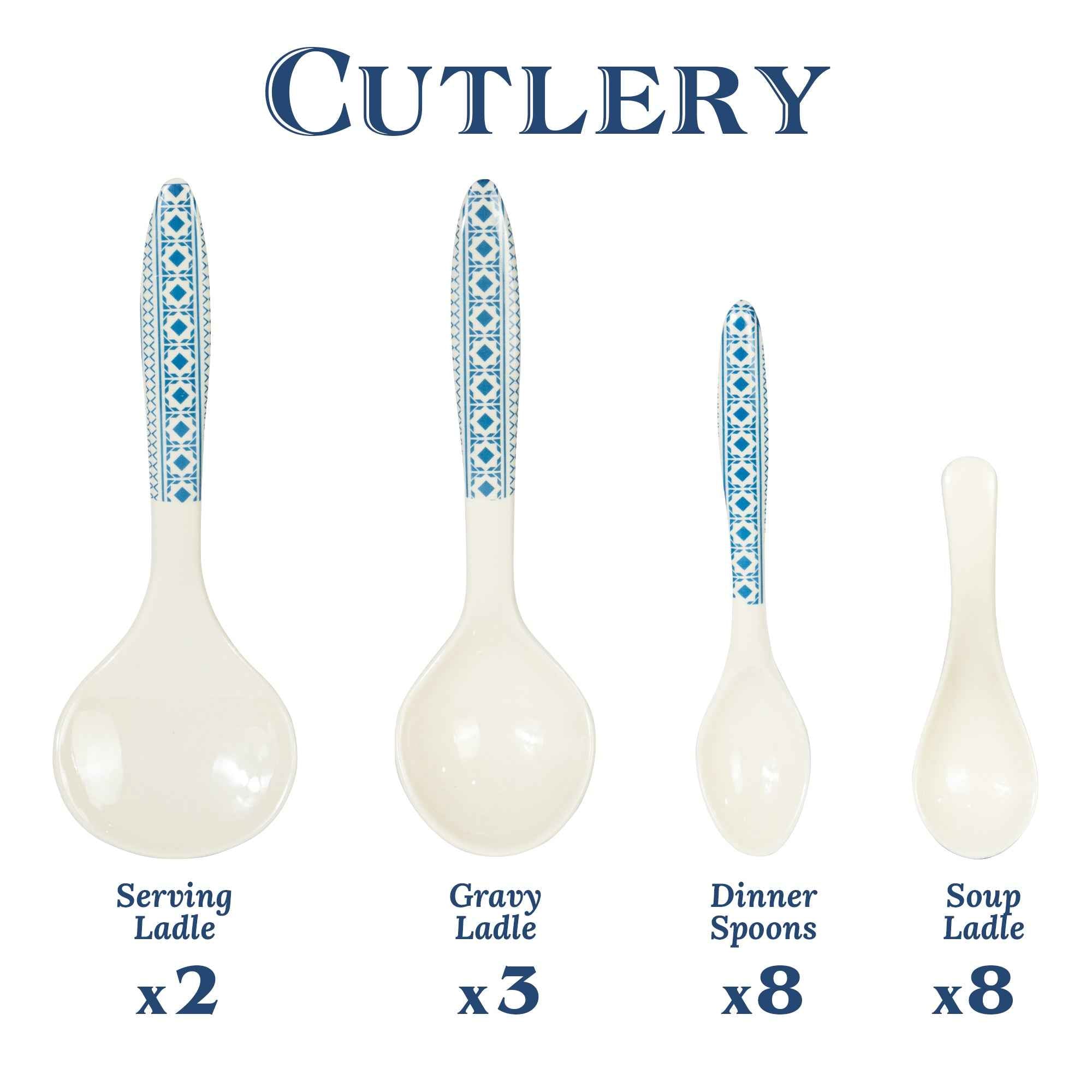 74 Pieces Double Glaze Melamine Glorious Dinnerware Set [8 Person Serving]